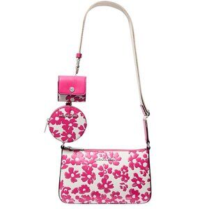 NEW Michael Kors Floral Jet Set S Crossbody W/ Tech Attachment Bag Dragon fruit